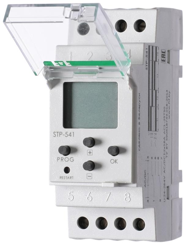 Реле времени STP-541 24-264В AC/DC 2х16А 2перекл. IP20 1канал 4х-временное для вращения электродвиг. монтаж на DIN-рейке F&F EA02.002.008