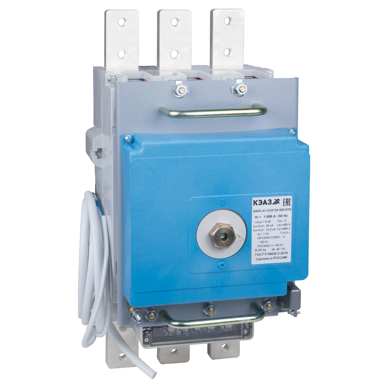 Выключатель автоматический 3п 1000А 135кА ВА53-41-334730 УХЛ3 690В AC НР=230В AC/220В DC ПЭ400AC КЭАЗ 255581
