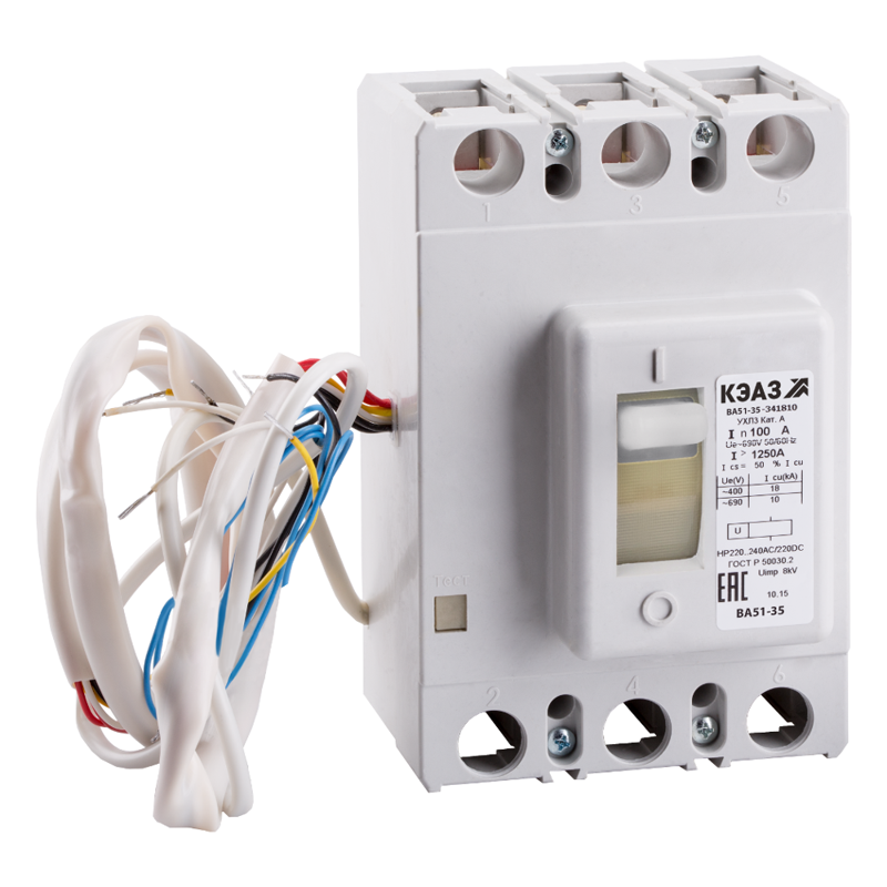 Выключатель автоматический 3п 250А 2500Im 20кА ВА51-35М2-331110 УХЛ3 690В AC КЭАЗ 256282