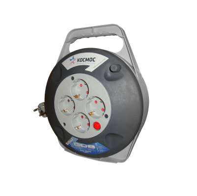 Удлинитель-рулетка 4х15м с заземл. 16А IP20 2.5кВт КОСМОС YRKsm15m-4g-Z-D-P(K)