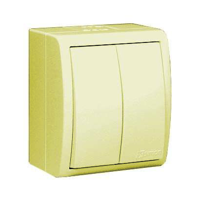 Выключатель 2-кл. ОП Simon 15 Aqua 10А IP54 винтов. зажим сл. кость Simon 1594398-031