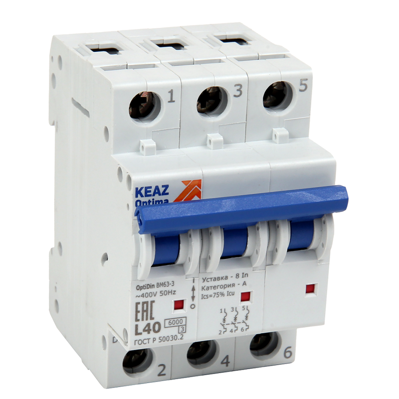 Выключатель автоматический модульный 3п Z 25А OptiDin BM63-3Z25-УХЛ3 КЭАЗ 260858