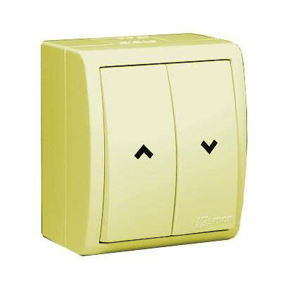 Выключатель для жалюзи кнопочный 2-кл. ОП Simon 15 Aqua 16А IP54 10AX без блокировки винтов. зажим сл. кость Simon 1594332-031