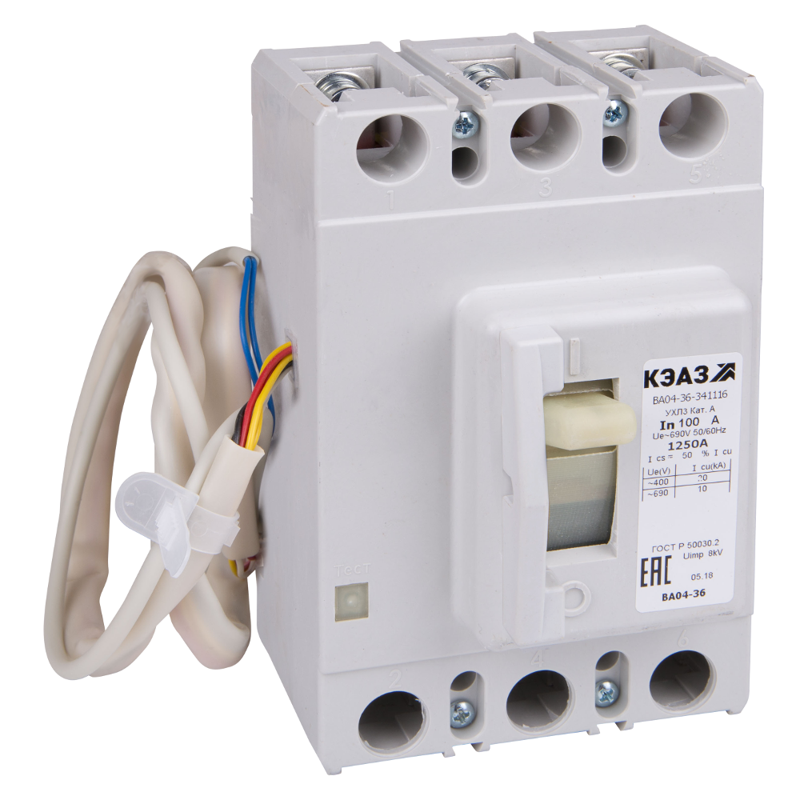 Выключатель автоматический 3п 125А 1500Im 20кА ВА04-36-341116 УХЛ3 690В AC КЭАЗ 264200