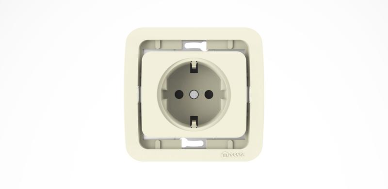 Розетка 1-м СП Mimoza 10А с заземл. без вставки крем. Makel 32008