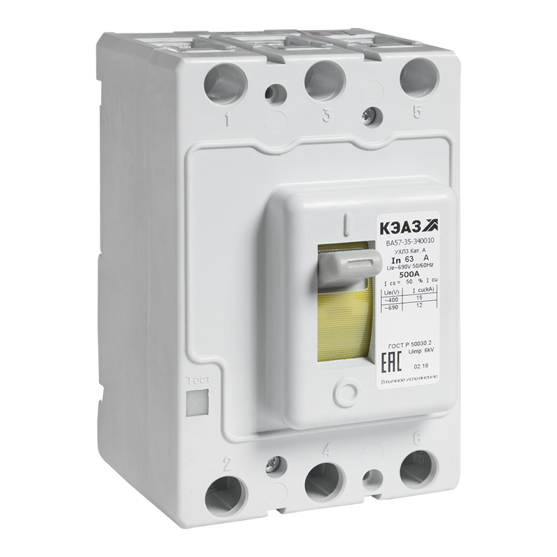 Выключатель автоматический 3п 100А 1250Im 30кА ВА57-35-340010 УХЛ3 690В AC втычн. без панели КЭАЗ 265566