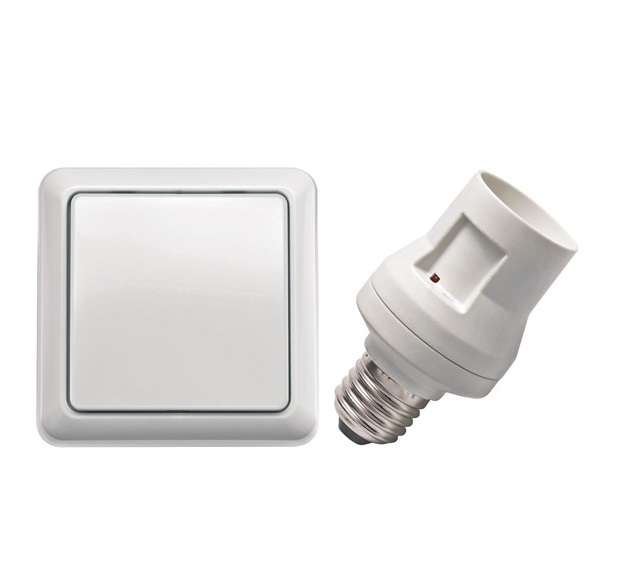 Выключатель настенный беспроводной 1-кл. СП 0.45А IP20 AWST-8800/AFR-060 + патрон бел. COCO 71122 6