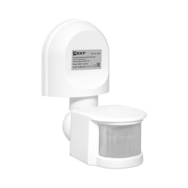 Датчик движения (ИК) MS-16C (ДД) настен. 1200Вт 180град. до 12м (рег.) IP44 EKF dd-ms-16C