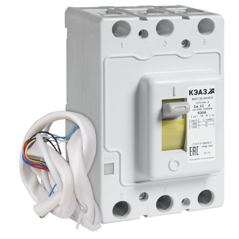 Выключатель автоматический 3п 250А 2500Im 40кА ВА57-35-344710 УХЛ3 690В AC НР=230В AC/220В DC втычн. без панели КЭАЗ 270375
