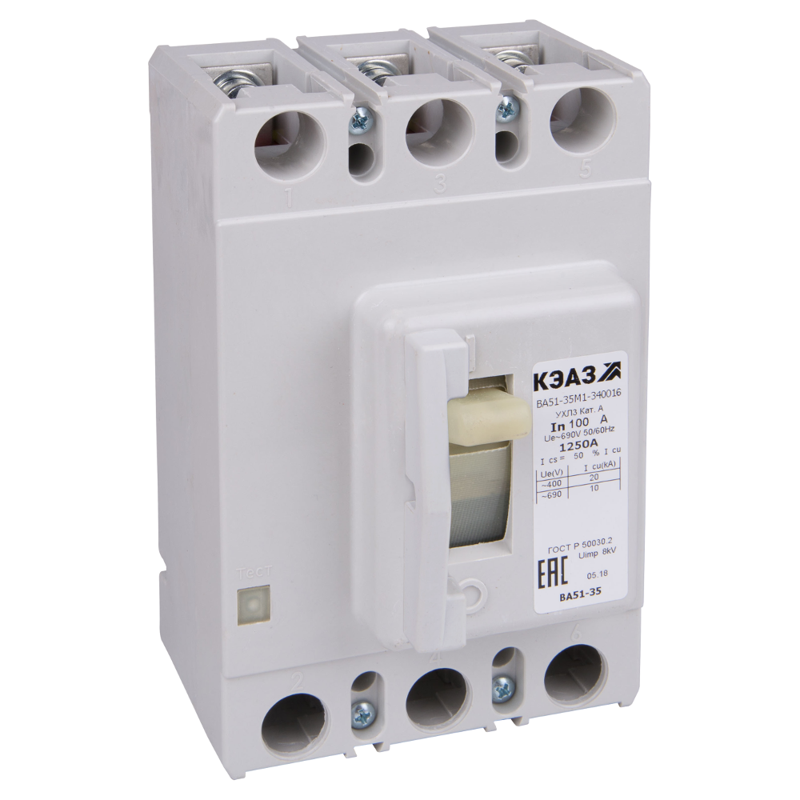 Выключатель автоматический 3п 250А 1500Im 20кА ВА51-35М2-340016 УХЛ3 690В AC КЭАЗ 271518