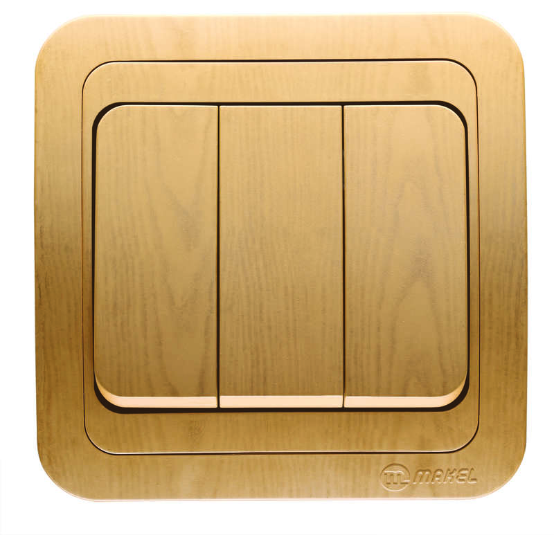 Выключатель 3-кл. СП Mimoza 10А IP20 дуб/дуб Makel 24291