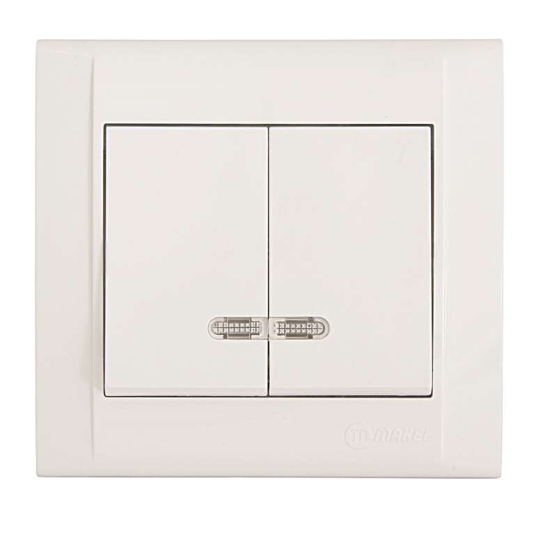 Выключатель 2-кл. СП Defne 10А IP20 с подсветкой бел. Makel 42001023