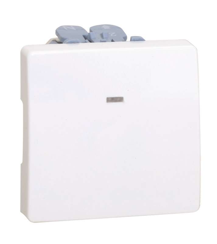 Переключатель проходной 1-кл. СП Simon 27 10А с подсветкой механизм сер. Simon 27204-67