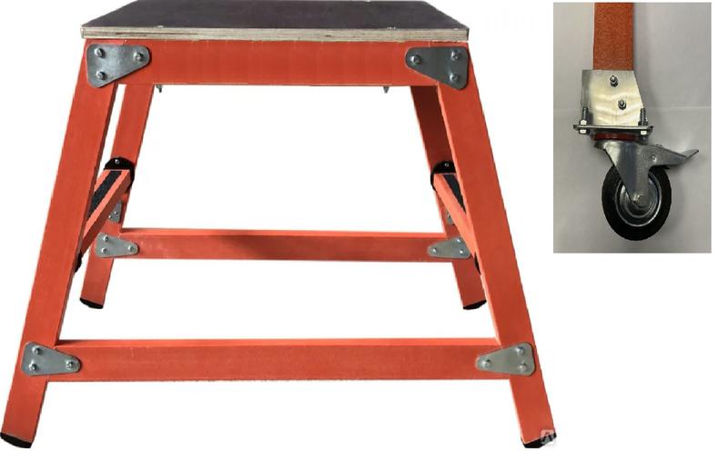Стремянка диэлектрическая ССД-0.4 ПК (подмость с колесами) с симметричной опорой стеклопластик. Антиток Д278713