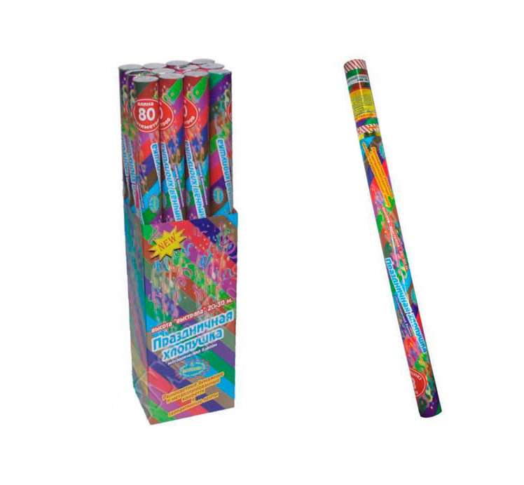 Пневмохлопушка (твист) 100см разноцв. папиросная/металлиз. 10-20м бумага (уп.12шт) SHLights 4607144112260