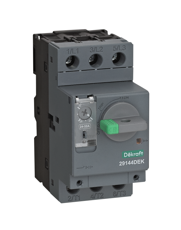 Выключатель автоматический защиты двигателя с поворот.рукояткой с термомагнитным расцепит. 3P 4.0-6.3А 100кА ВА-451 Dekraft 29138DEK