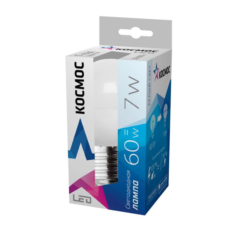 Лампа светодиодная GL45 7Вт 220В E27 4500К Космос Lksm_LED7wGL45E2745