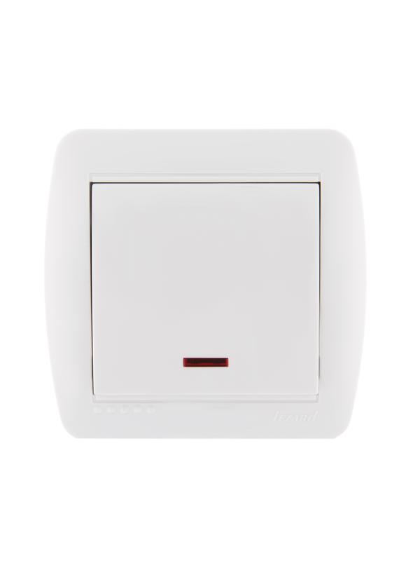 Выключатель 1-кл. ОП Demet 10А IP20 с подсветкой бел. LEZARD 711-0200-111