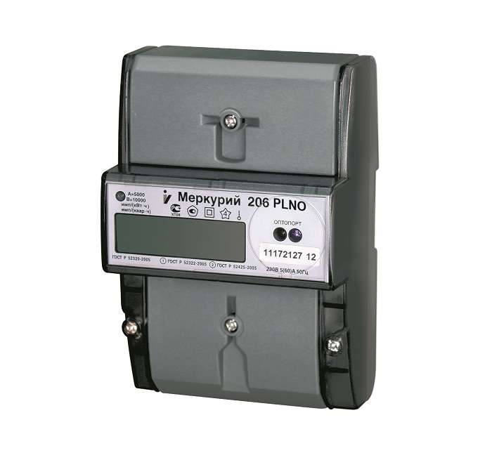 Счетчик Меркурий 206 PRNO 1ф 5-60А класс точн. 1.0/2.0 многотариф. оптопорт RS-485 на DIN-рейку ЖКИ Екат. вр. Инкотекс М0000051781