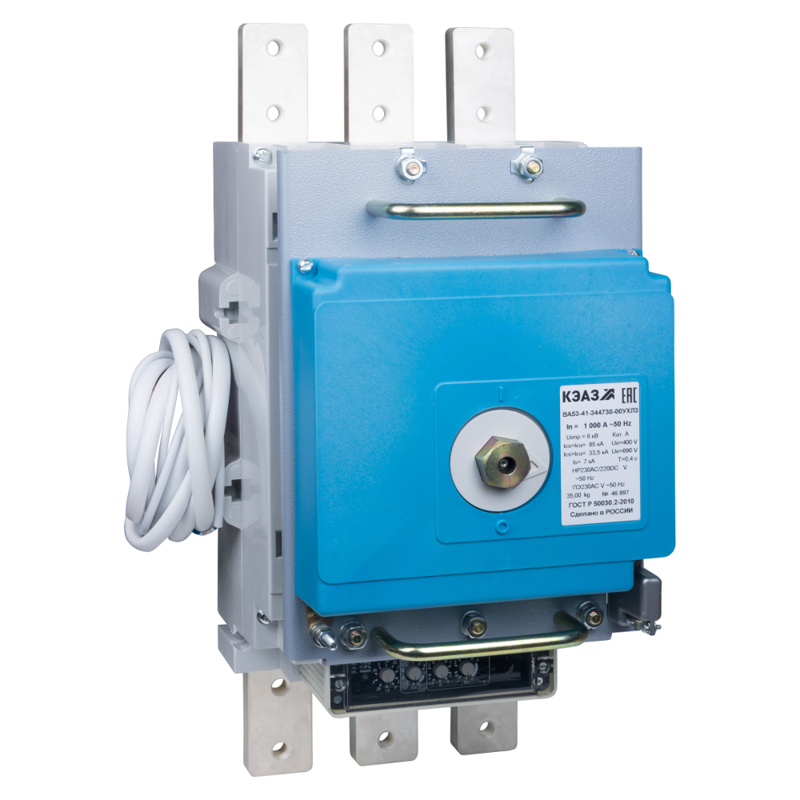 Выключатель автоматический 3п 2000А 80кА ВА55-43-344730-2000А-690AC-НР230AC/220DC-ПЭ220DC-УХЛ3 КЭАЗ 293379