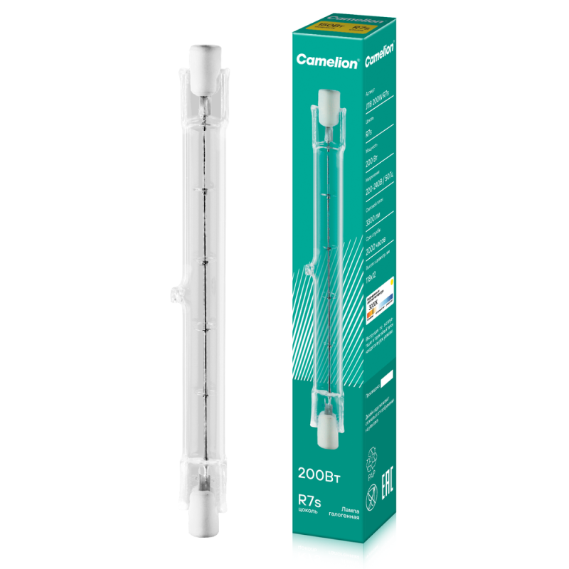Лампа галогенная J118 200Вт линейная R7s 3000К 240В лин. 118мм Camelion 2935