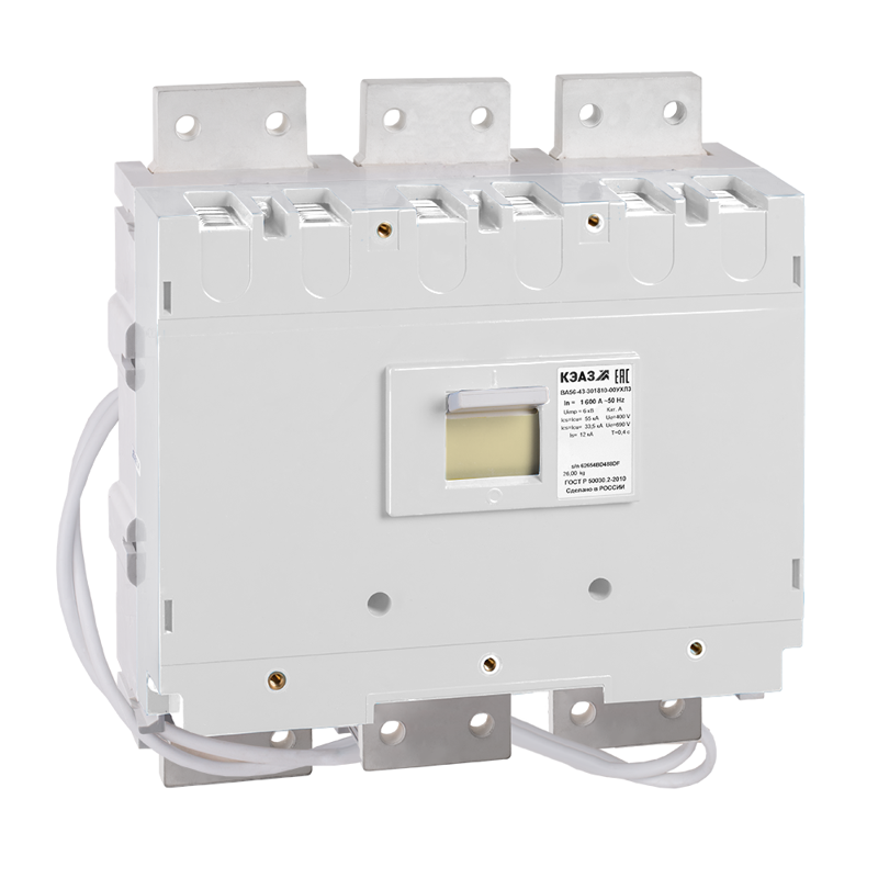 Выключатель автоматический 2п 1600А 55кА ВА56-43-801810 1600А 440DC НР230AC/220DC УХЛ3 КЭАЗ 293730