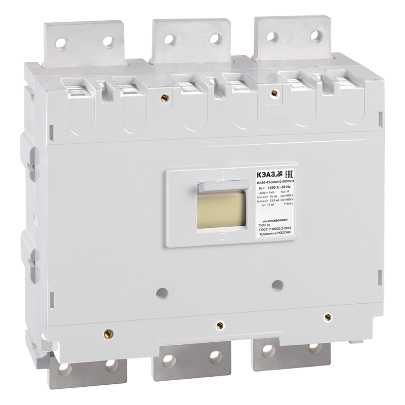 Выключатель автоматический 3п 1600А 80кА ВА56-43-300010 1600А 690AC УХЛ3 КЭАЗ 293736
