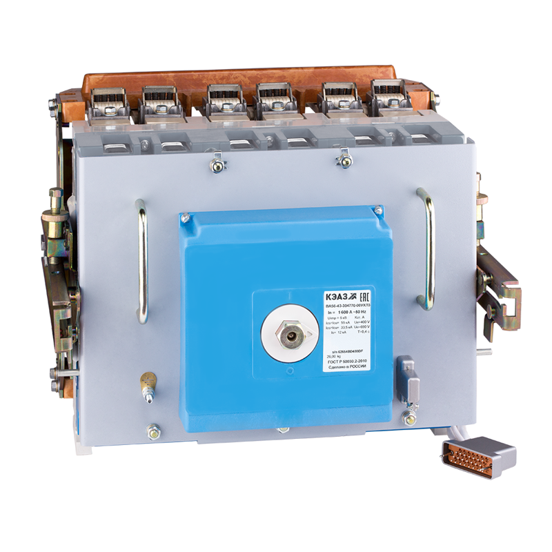 Выключатель автоматический 3п 1600А 80кА ВА56-43-304770 1600А 690AC НР230AC/220DC ПЭ230AC УХЛ3 КЭАЗ 293741