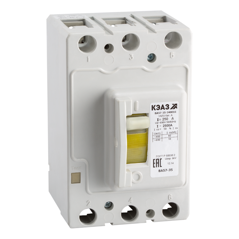 Выключатель автоматический 3п 250А 750Im 40кА ВА57-35-340016 УХЛ3 690В AC КЭАЗ 295033
