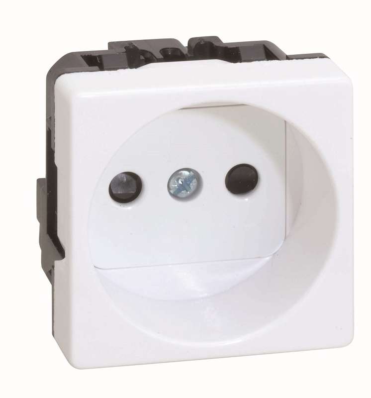 Розетка 1-м СП Simon 27 10А IP20 2п без заземл. защ. шторки винтов. клеммы широкий модуль механизм сл. кость Simon 27431-62