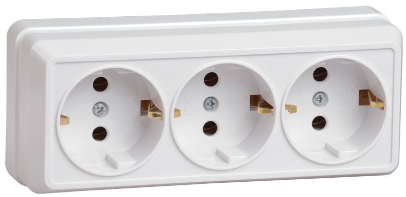 Розетка 3-м ОП Октава РС23-3-ОБ 16А IP20 с заземл. бел. GENERICA ERO31-K01-16-DC