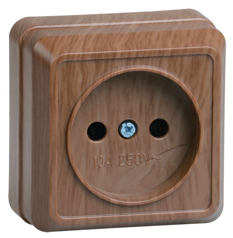 Розетка 1-м ОП Октава 10А IP20 без заземл. дуб GENERICA ERO10-K04-10-DC