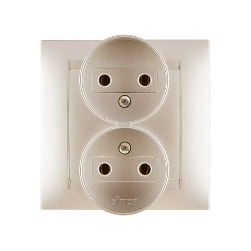 Розетка 2-м СП Simon15 16А IP20 250В без заземл. винт. клеммы шампань Simon 1590457-034