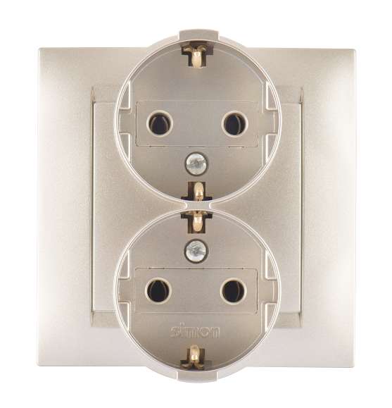 Розетка 2-м СП Simon15 с заземл. шампань Simon 1590459-034