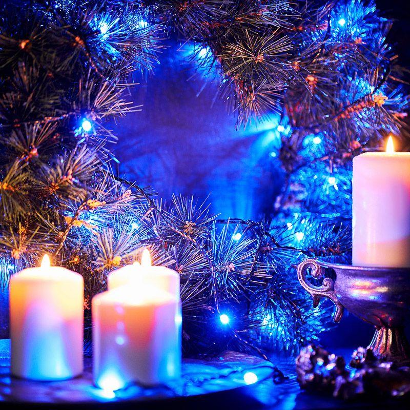 Гирлянда светодиодная "Твинкл Лайт" 4м 25LED син. 4.8Вт 220-240В IP20 с контроллером 8 режимов провод ПВХ темн. зел. Neon-Night 303-013