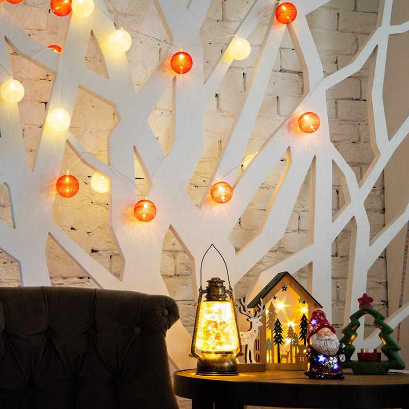 Гирлянда светодиодная "Тайские фонарики "Магия" 3.5м 20LED тепл. бел. 1Вт IP20 провод ПВХ прозр. элементы питания 2хAA (не в компл.) Neon-Night 303-088