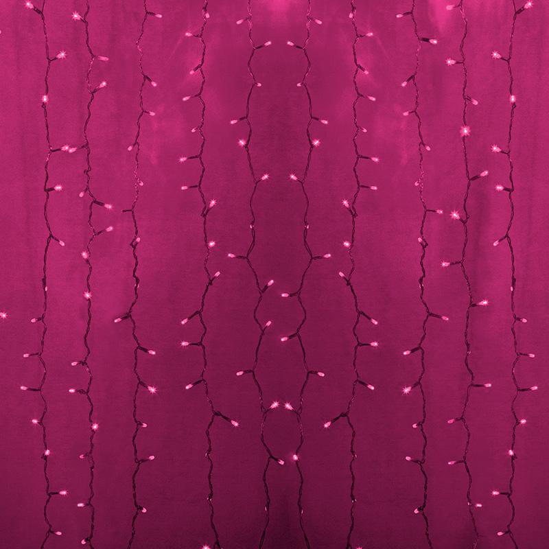 Гирлянда светодиодная "Дождь" 2х3м 760LED роз. 45Вт 220В IP65 постоян. свечение провод силикон. Neon-Night 235-157