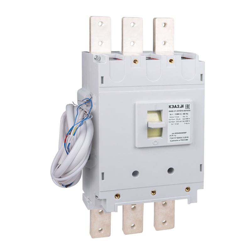 Выключатель автоматический 3п 1000А 80кА ВА56-41-801816-1000А-440DC-НР230AC/220DC-УХЛ3 КЭАЗ 308858