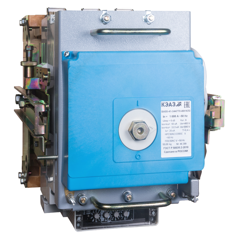 Выключатель автоматический 3п 1000А 55кА ВА55-41-344770-1000А-690AC-НР400AC-ПЭ230AC-УХЛ3 КЭАЗ 310779