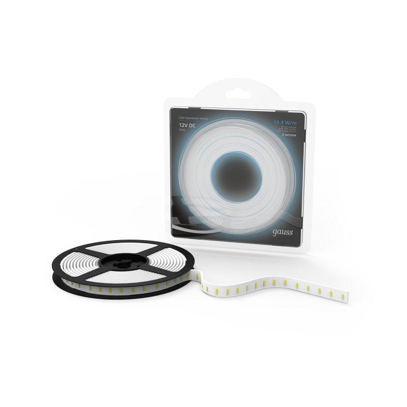 Лента светодиодная Black 5050/60-SMD 14.4Вт/м 6500К холод. бел. IP66 660лм/м 12В (блист.5м) GAUSS 311000314