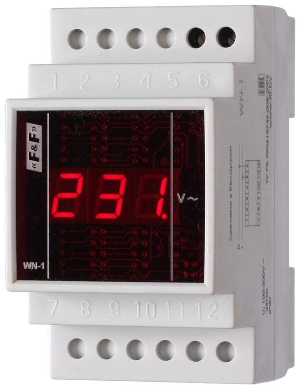Указатель напряжения WN-1 (1ф 100-300В цифр. индик. 35мм 230В IP20 монтаж на DIN-рейке) F&F EA04.007.006