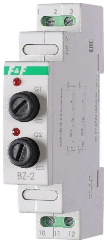 Блок защиты BZ-2 2 предохранителя для монтажа на DIN-рейке индикатор срабатывания F&F EA09.001.002
