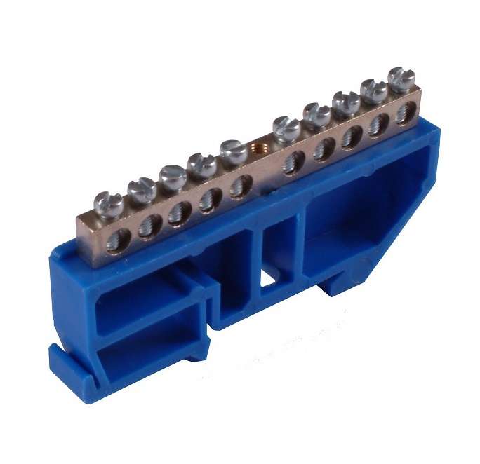 Шина "N" на 8 присоединений 63А на изоляторе под DIN-рейку HEGEL Шина _N_ 63.08.DIN