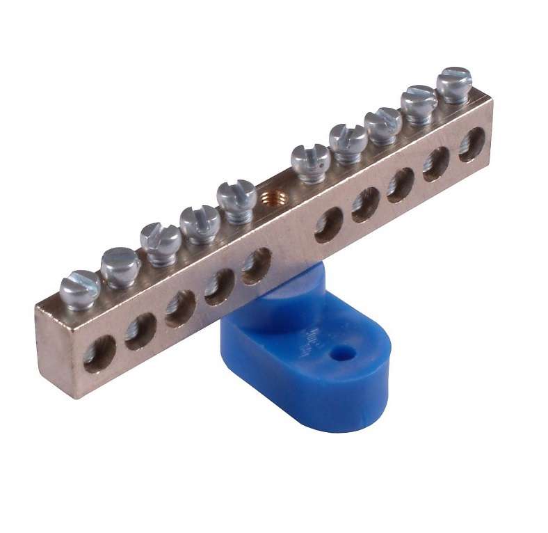 Шина "N" на 10 присоединений 63А на 1изоляторе стойка HEGEL Шина _N_ 63.10