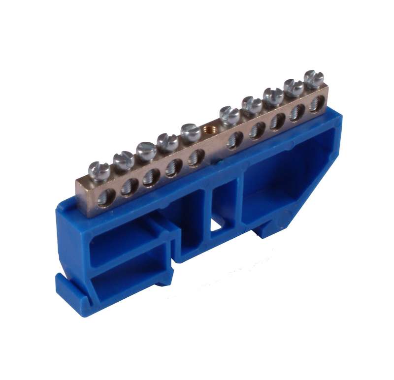 Шина "N" на 10 присоединений 63А на изоляторе под DIN-рейку HEGEL Шина _N_ 63.10.DIN