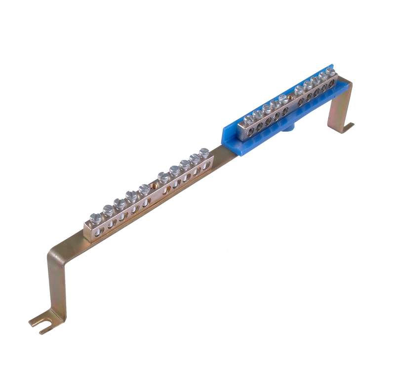 Шина "N"+"PЕ на 10+10 присоединений 150А на скобе HEGEL Скоба 150._N_10 х _PE_10