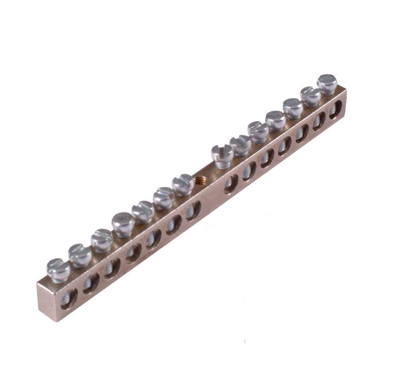 Шина "РЕ" на 14 присоединений 63А 1 крепежное отверстие HEGEL Шина _PE_ 63.14