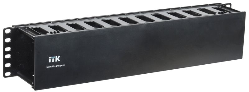 Органайзер кабельный 19 дюйм 2U глубина 60мм с крышкой пластик черн. ITK CO05-2PC