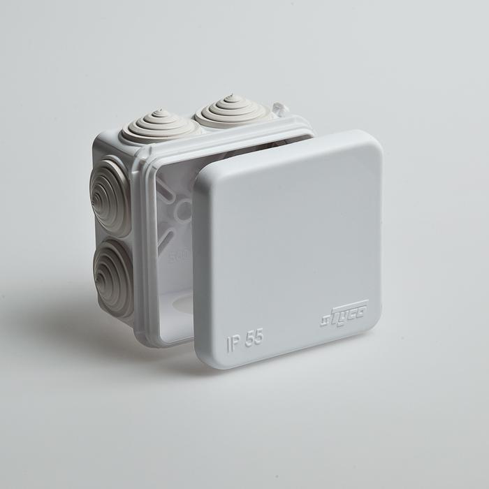 Коробка распределительная ОП 70х70х40мм 7 вводов IP55 сер. Ruvinil 67030