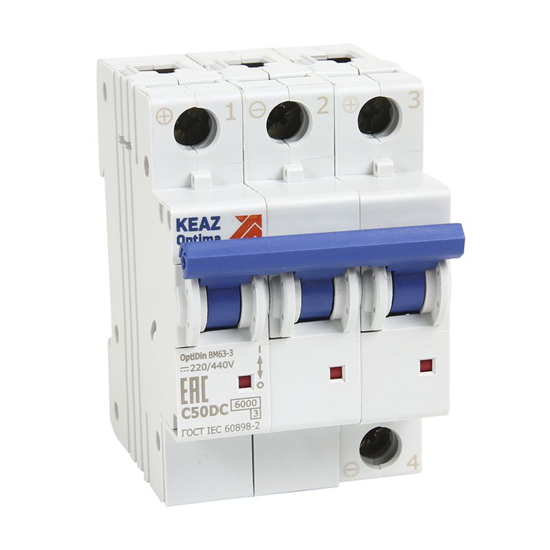 Выключатель автоматический модульный 3п Z 6А OptiDin BM63-3Z6-DC-УХЛ3 (новый) КЭАЗ 338058